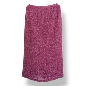 Casual Corner Sheer Berry Midi Skirt Ditsy Floral Retro 90s Friends Vibes Pink